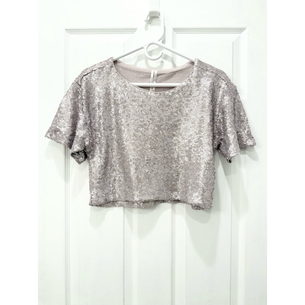 By Anthropologie Sequin Cropped Tee
